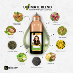 HERBBY low-ammonia dye packaging balancing color and scalp comfort.