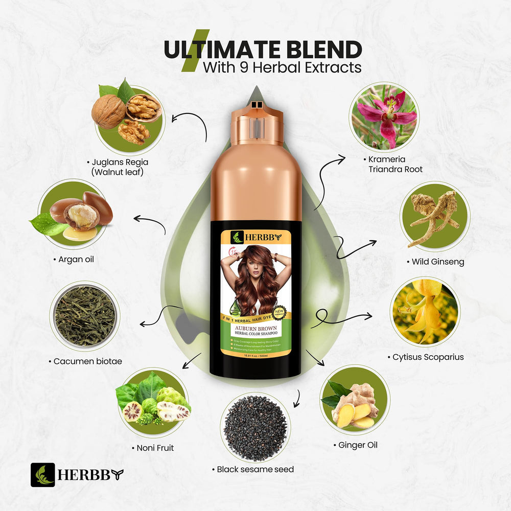 HERBBY nine herbal extracts nourish scalp while coloring.