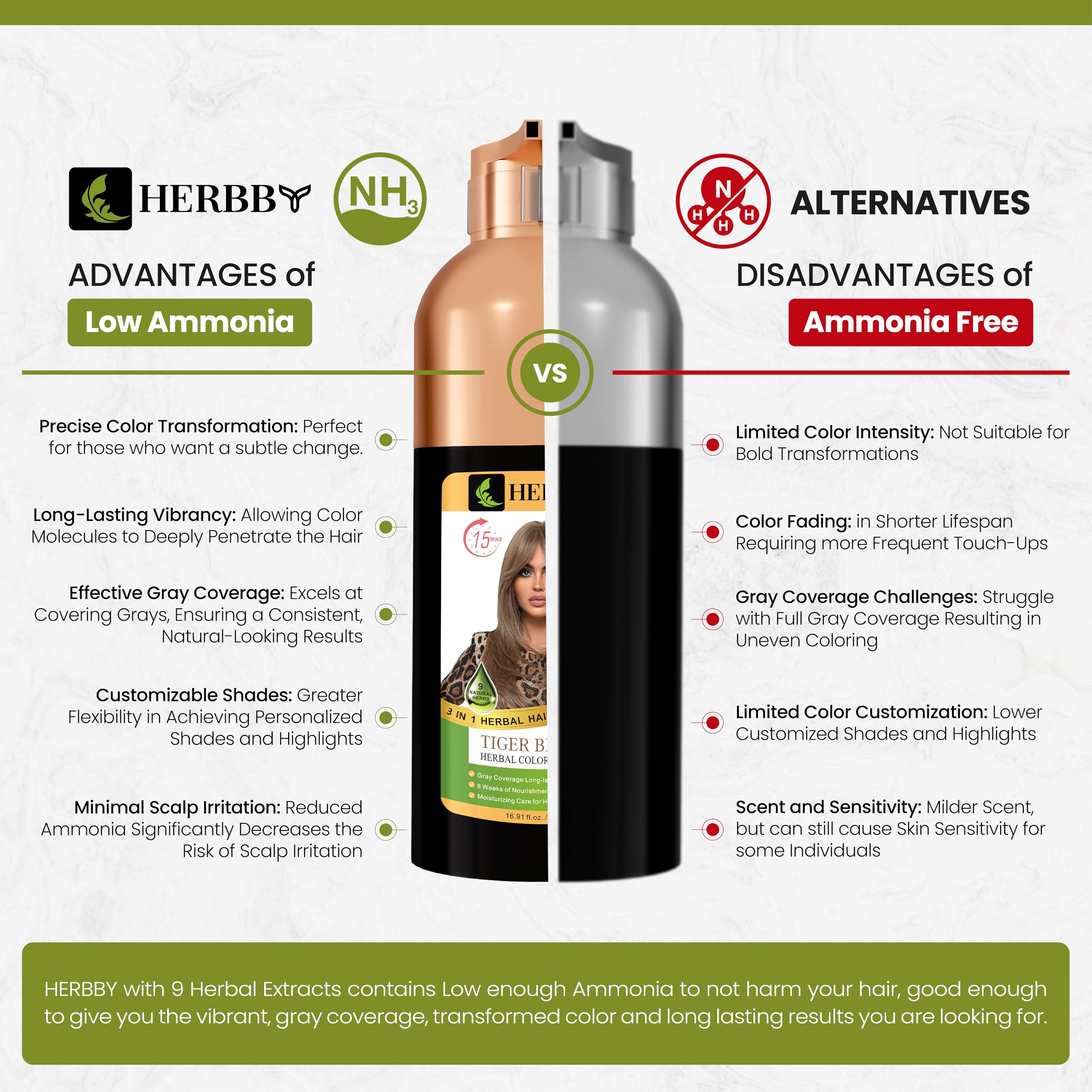 HERBBY shine and gloss after application on hair