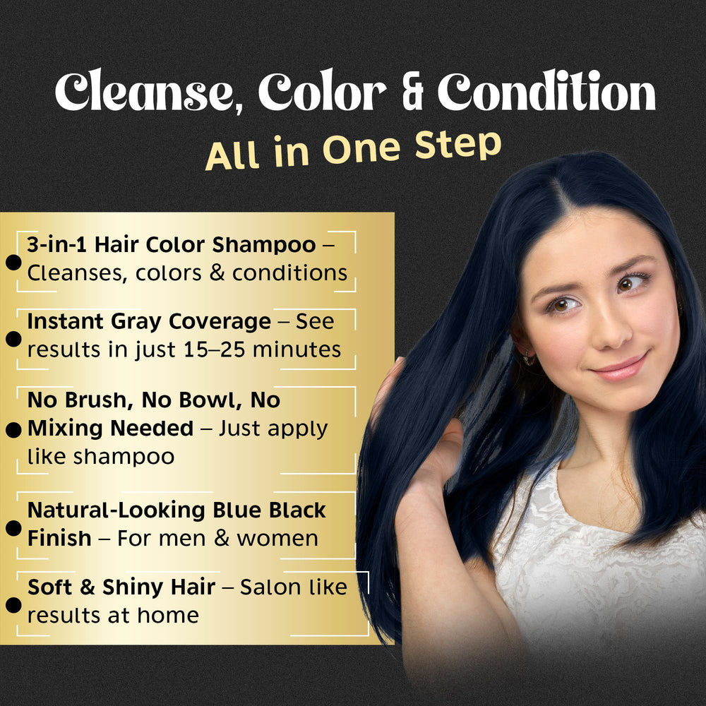 Herbishh 3-in-1 color shampoo close-up shows color, cleanse, and condition.