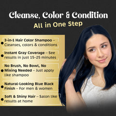 Herbishh 3-in-1 color shampoo close-up shows color, cleanse, and condition.
