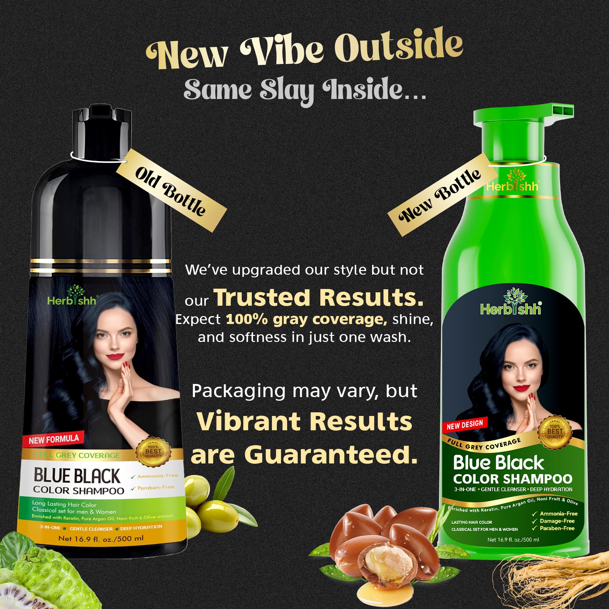 Herbishh blue-black application demonstrates quick gray coverage.