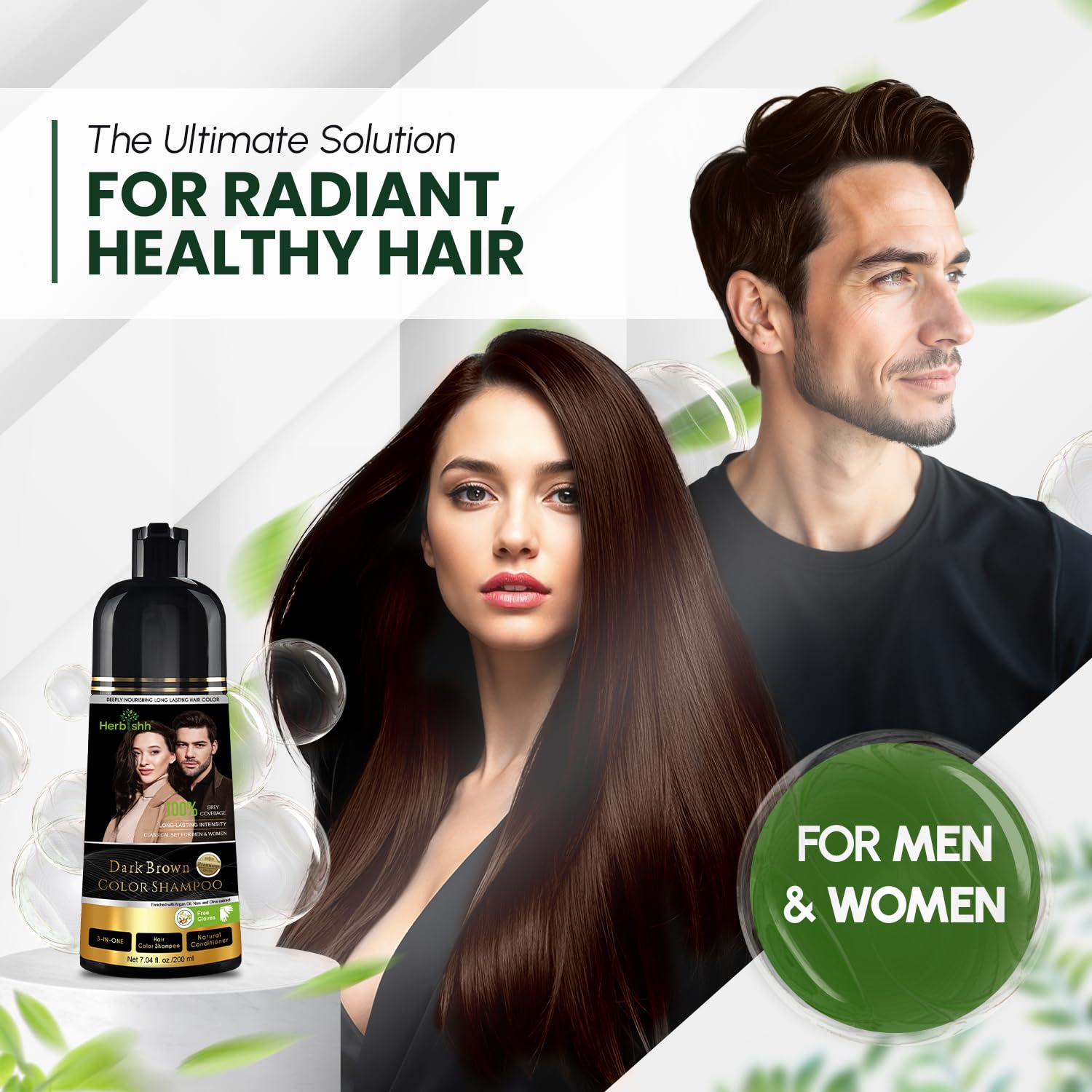 Herbishh Dark Brown Shampoo – textura cremosa: aplicación suave y cobertura uniforme.