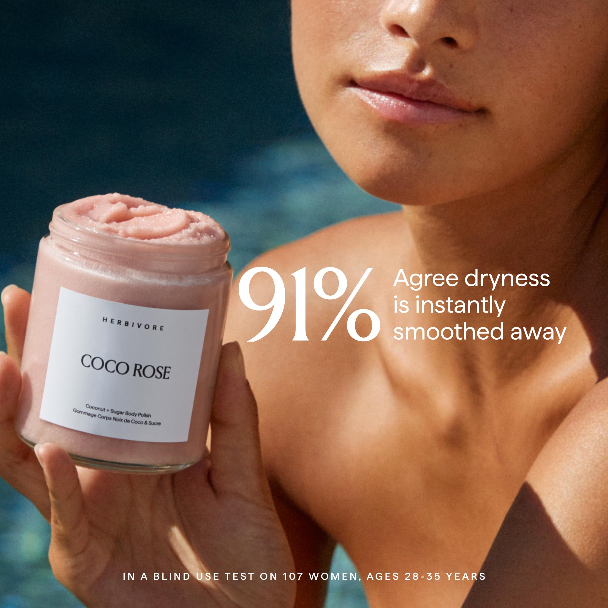 Coconut oil glow as Coco Rose Body Polish is massaged into skin.