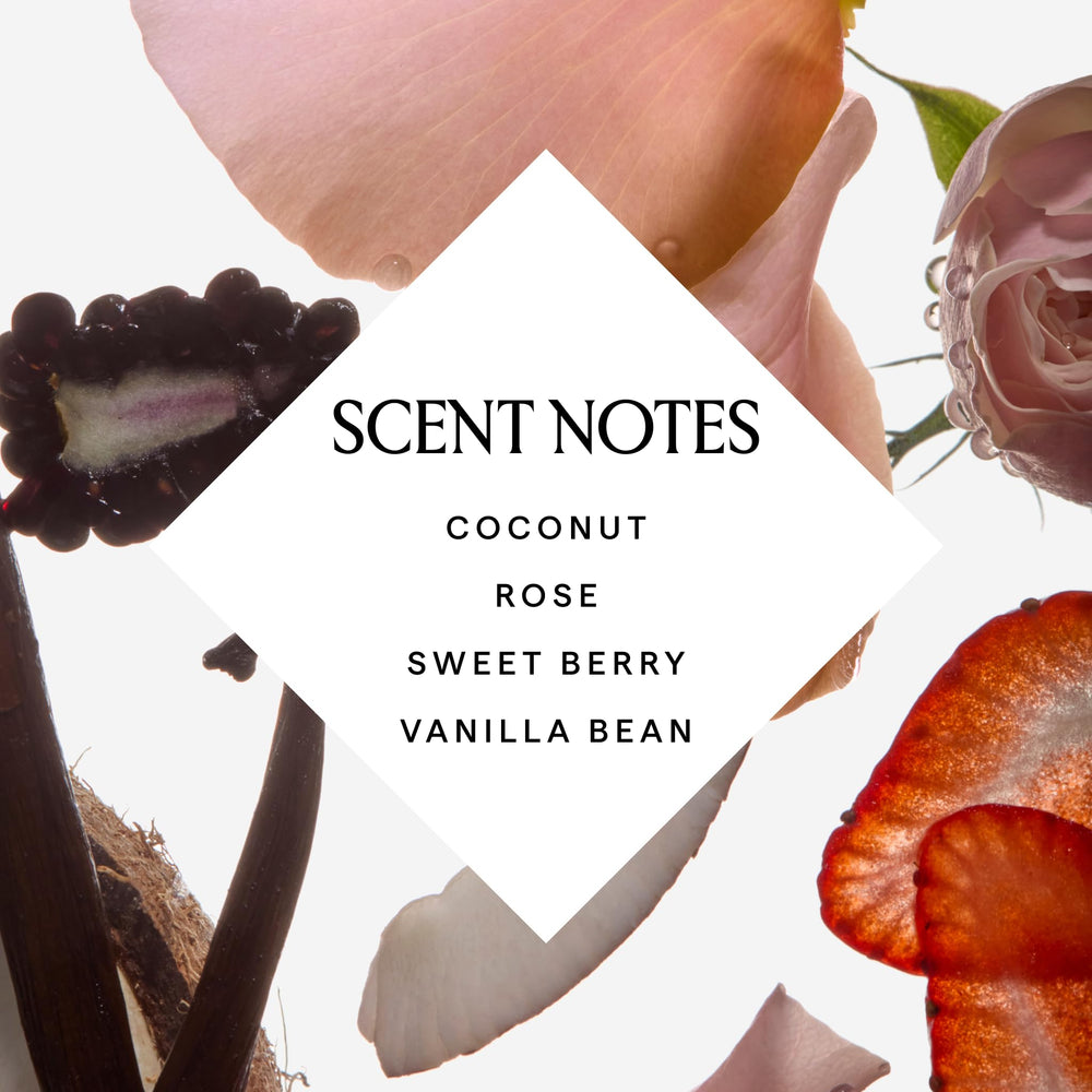 Rose petals visible in Coco Rose Body Polish for a soft floral scent.