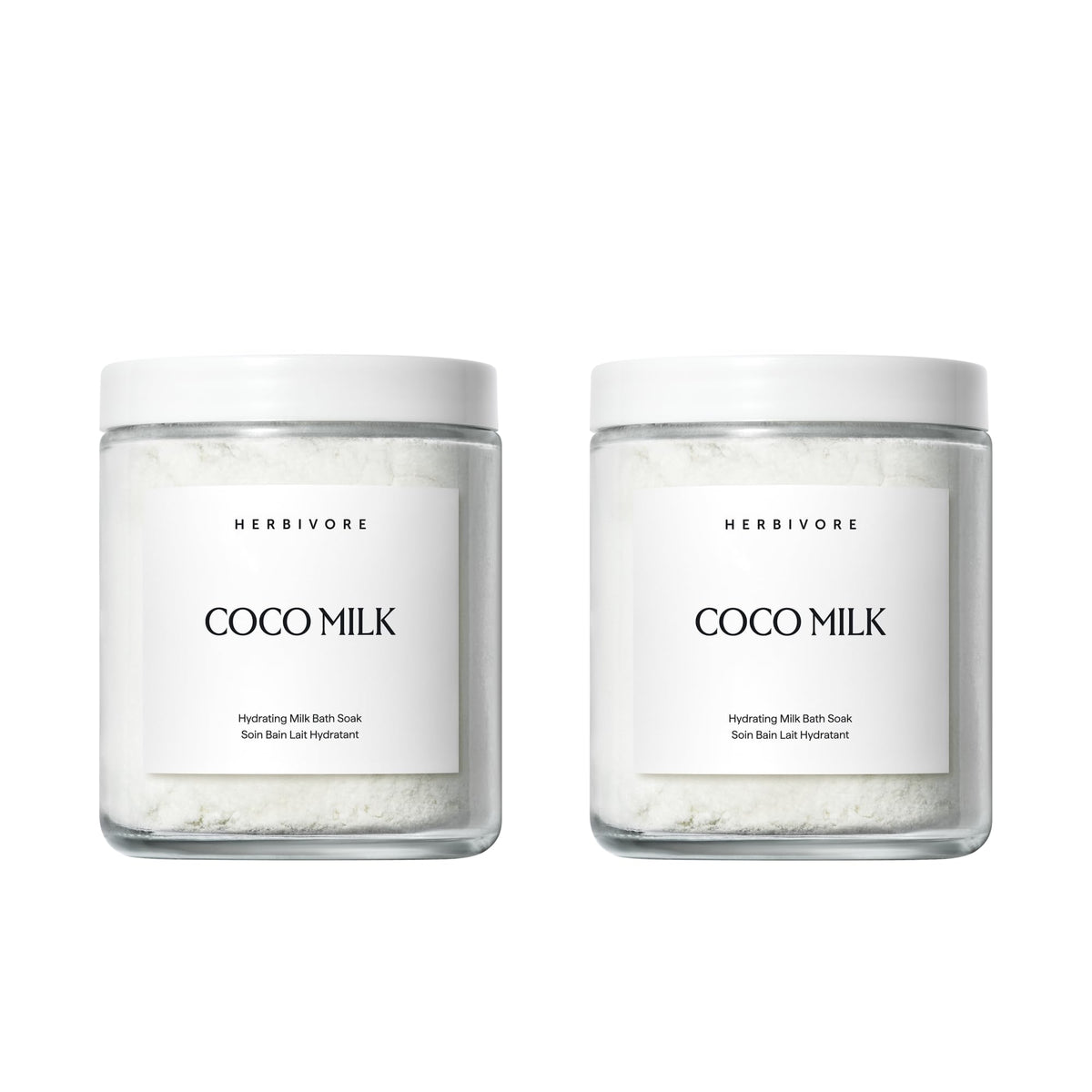 HERBIVORE Coconut Milk Bath Soak 2-pack ready for hydrating skin after a long day