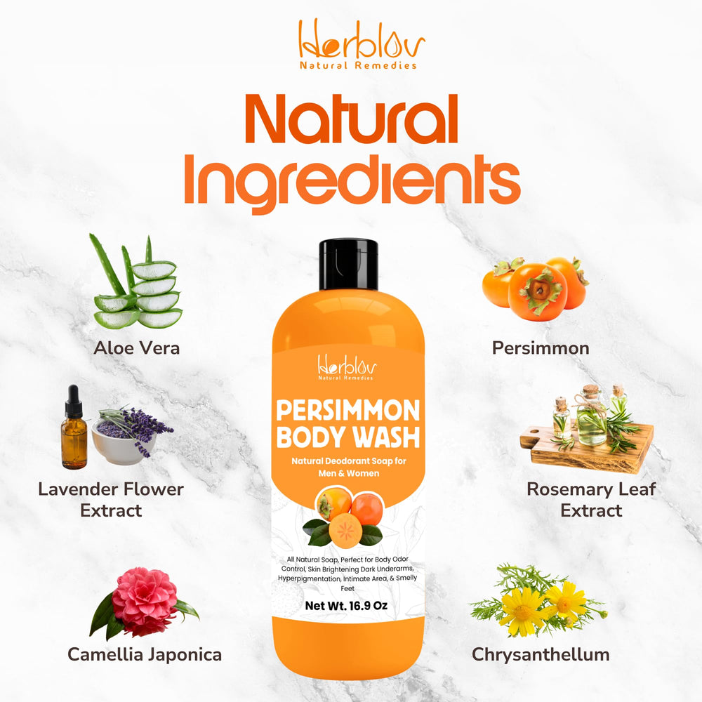 Herblov Persimmon primer plano de persimmon, ingrediente natural para piel suave.