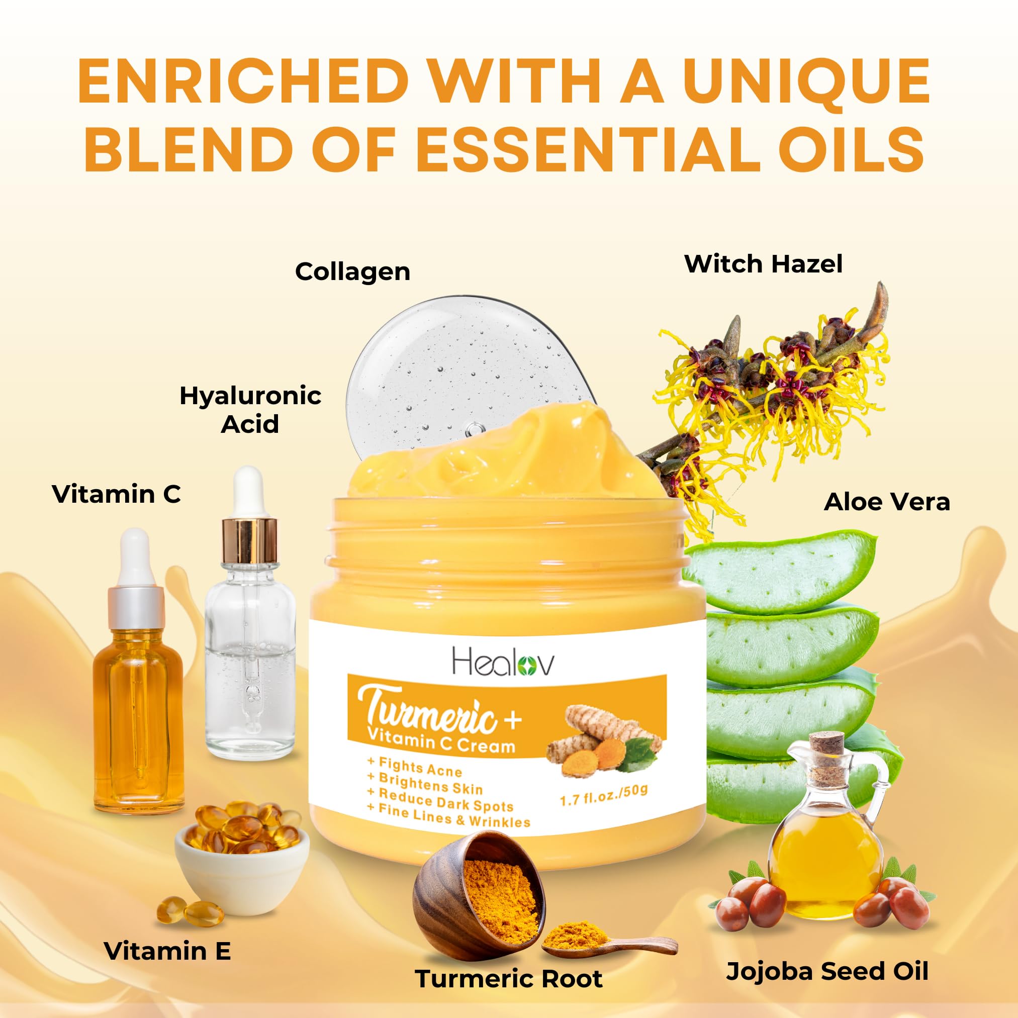 Herblov turmeric cream ingredients feature raw turmeric powder for natural care.