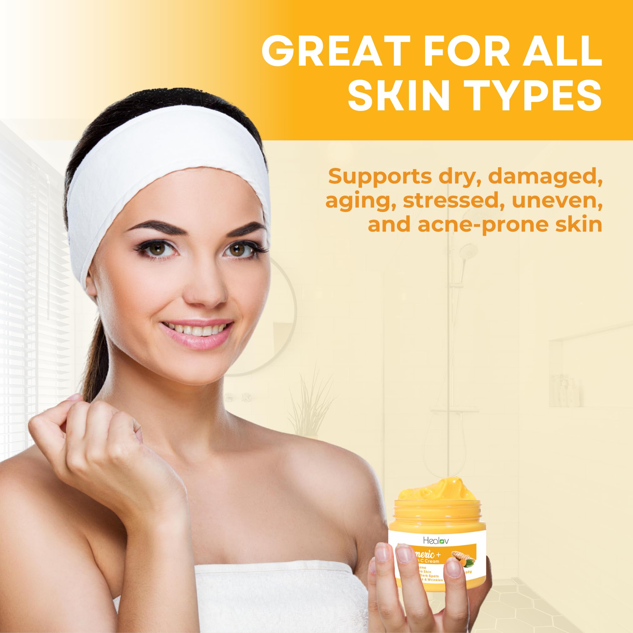 Herblov turmeric cream spread on skin indicates nourished, even tone.