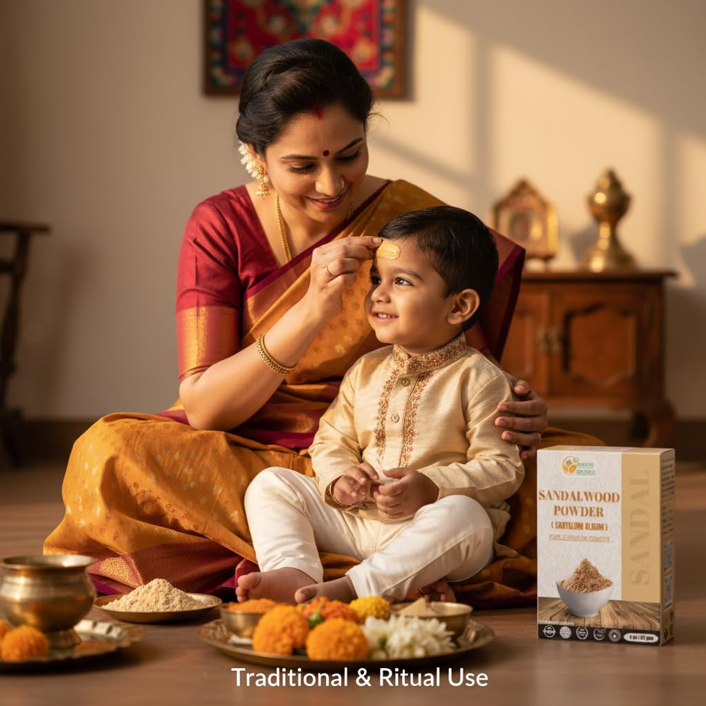 Herbs Botanica chandan sandalwood powder aura enhances traditional rituals with natural fragrance.
