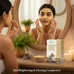 Herbs Botanica chandan sandalwood powder used as a gentle face mask.