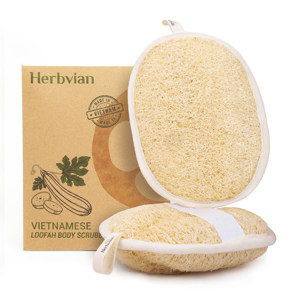 Esponjas Herbvian lufa vietnamita, paquete de 2, exfoliación suave para todo el cuerpo.