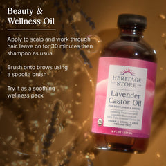 HERITAGE STORE aceite de ricino lavanda para brillo y grosor del cabello.