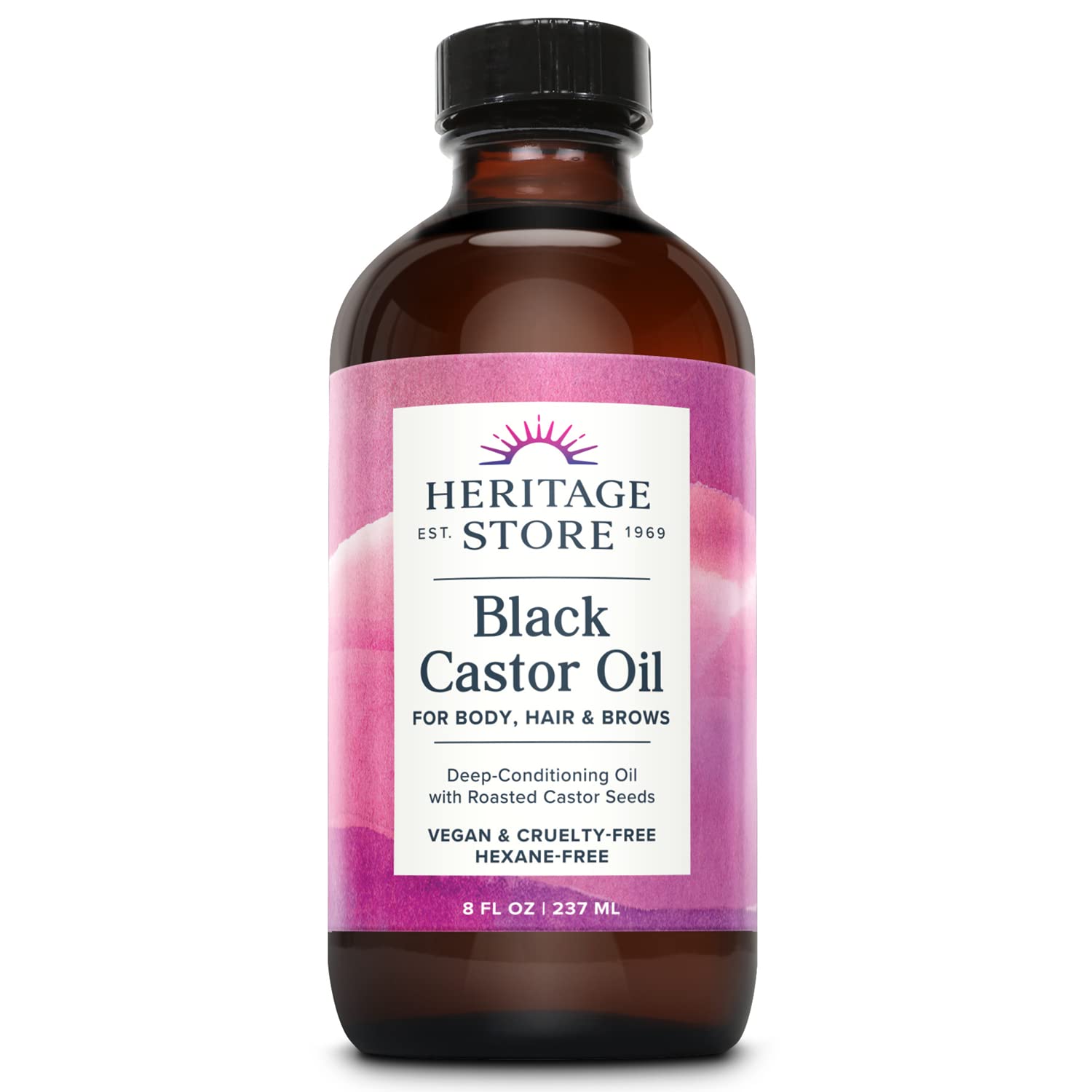HERITAGE STORE Aceite de ricino negro, derrame en botella para peinar y añadir brillo.