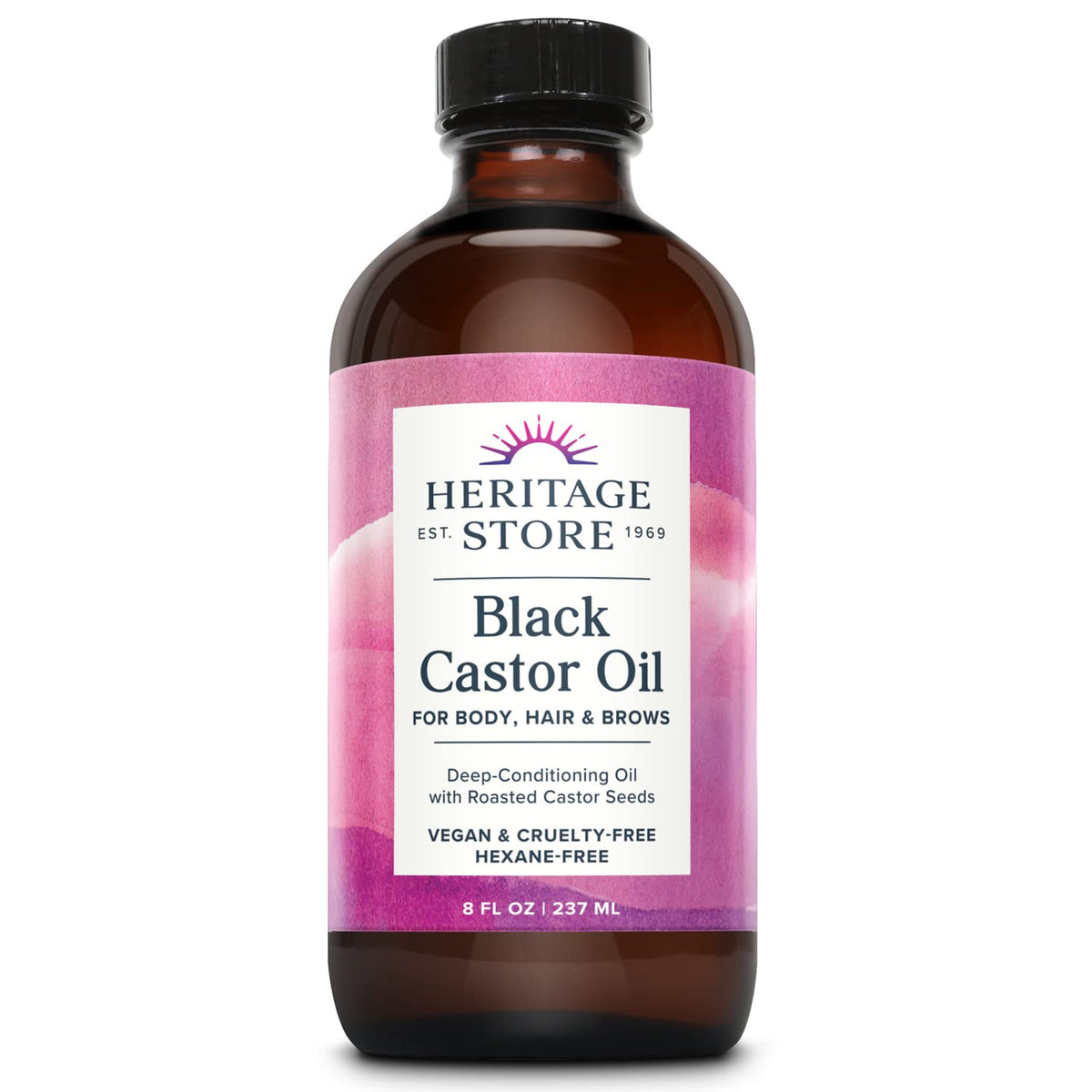 HERITAGE STORE Aceite de ricino negro, derrame en botella para peinar y añadir brillo.