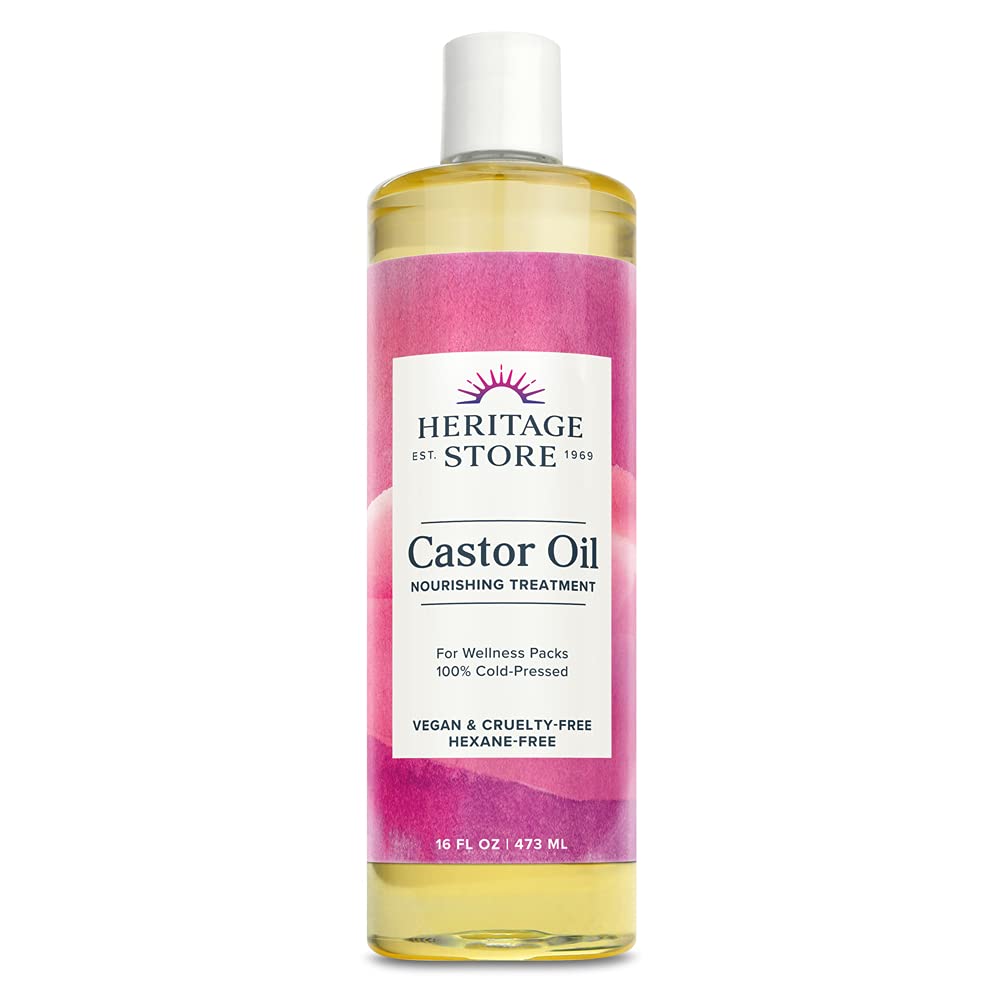 HERITAGE STORE Aceite de ricino en botella para hidratación capilar profunda.