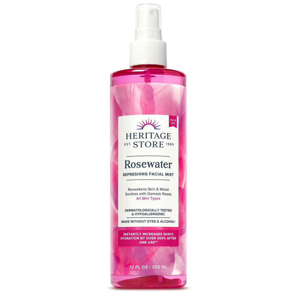 Heritage Store agua de rosas: botella spray para refrescar e hidratar la piel.