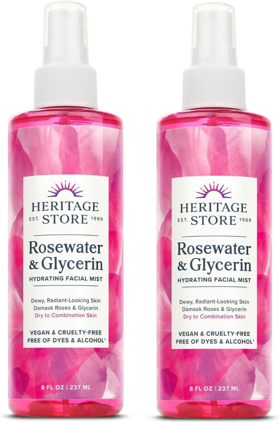 HERITAGE STORE Rosewater & Glycerin mist bottle for refreshing facial hydration