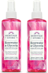 HERITAGE STORE Rosewater & Glycerin mist bottle for refreshing facial hydration