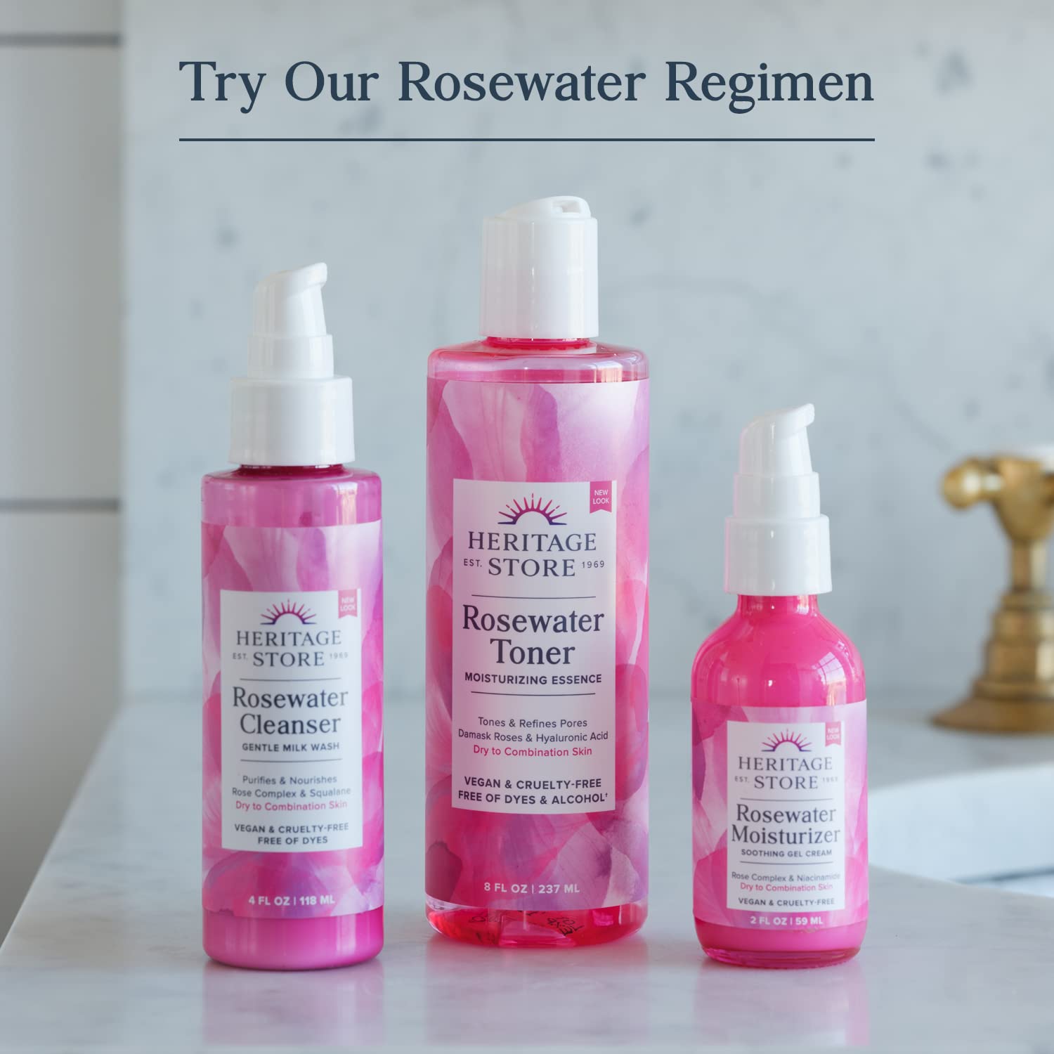 HERITAGE STORE Rosewater & Glycerin mist packaging made with eco-friendly materials