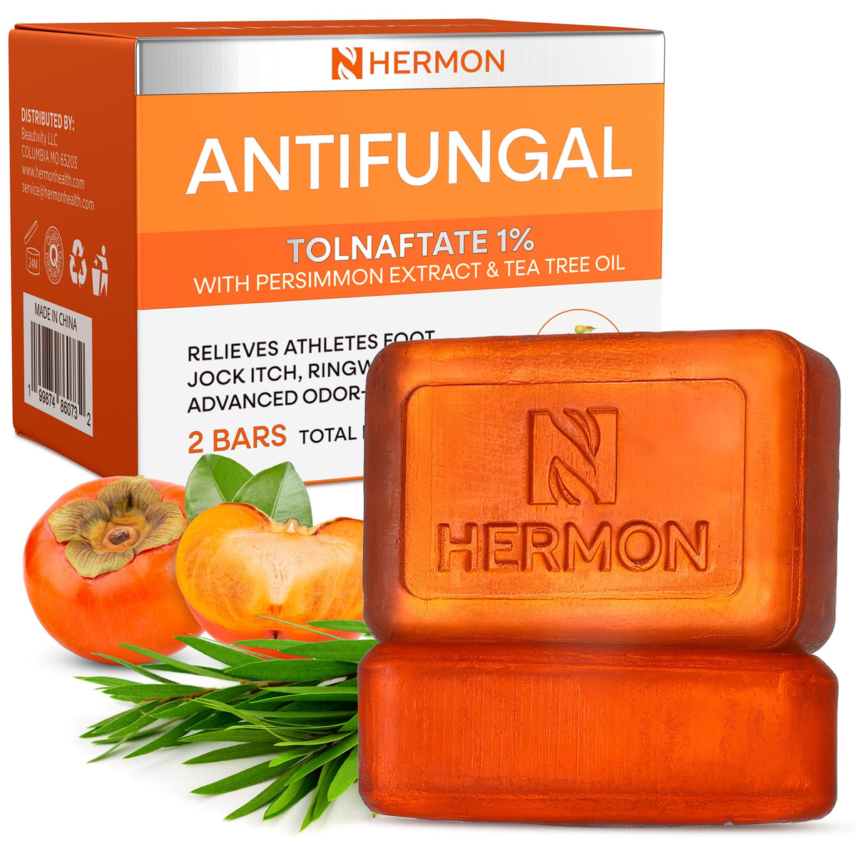 Hermon Antifungal Soap Bar packaging for convenient daily use at home
