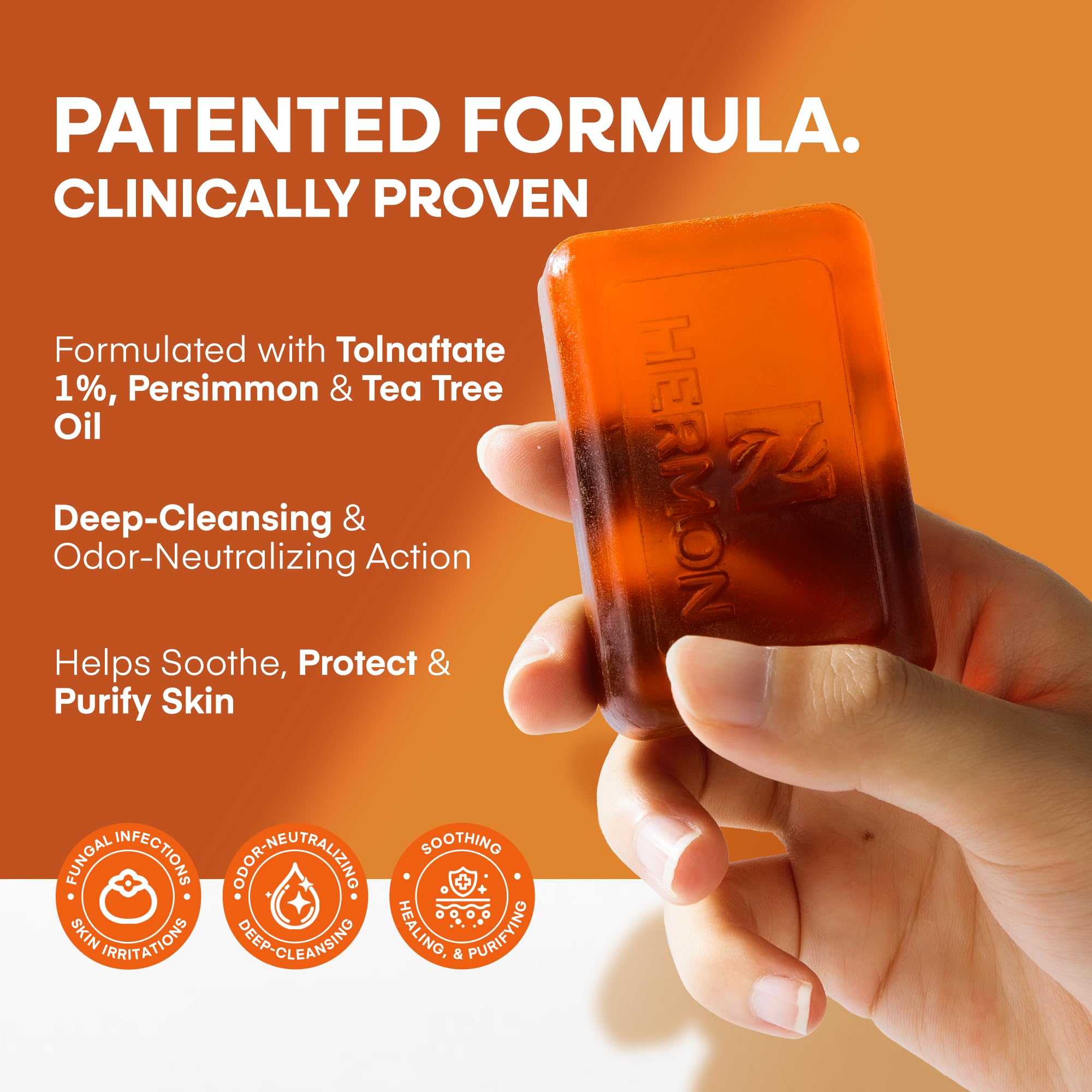 Hermon Antifungal Soap Bar with tea tree oil purifies pores and refreshes skin