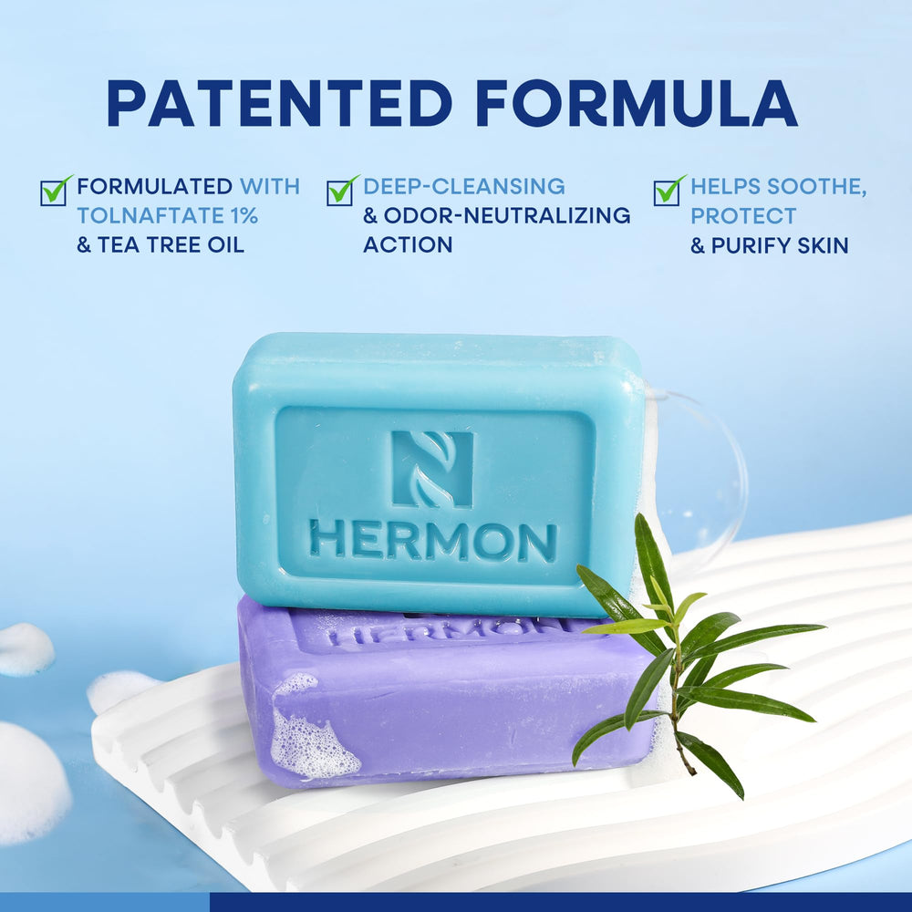 Hermon Tea Tree Oil lather closeup—soothing cleansing after workouts.
