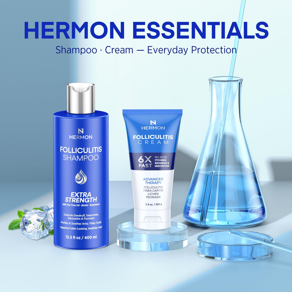 Hermon Folliculitis Cream label detail helps check ingredients for sensitive skin.
