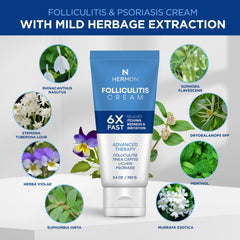 Hermon Folliculitis Cream texture close-up demonstrates smooth application.