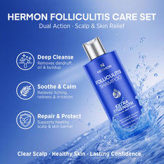 Hermon Folliculitis Shampoo rich lather for gentle cleansing.
