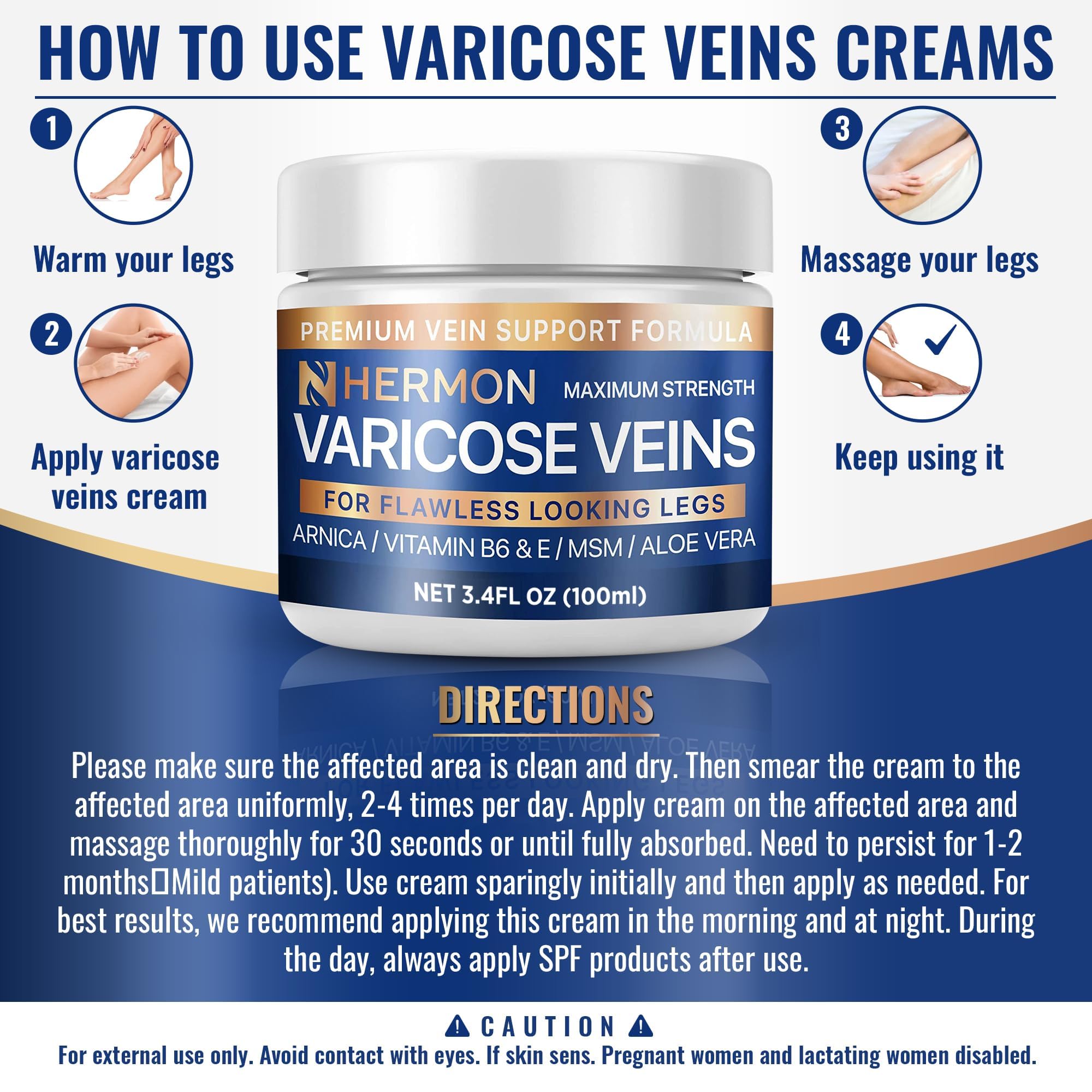 Hermon varicose cream with aloe vera for soothing hydration