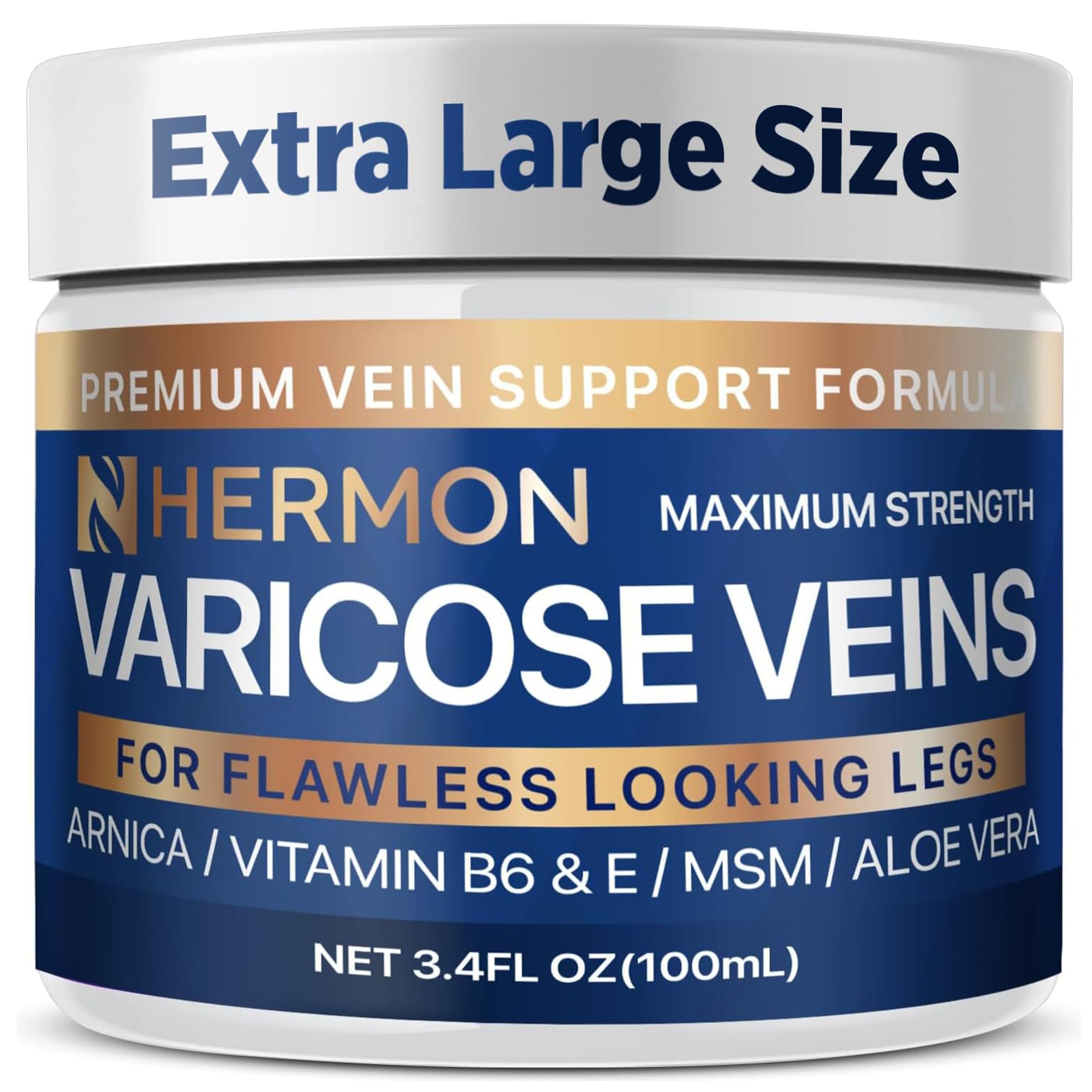 Hermon varicose cream bottle for easy daily application to support leg comfort