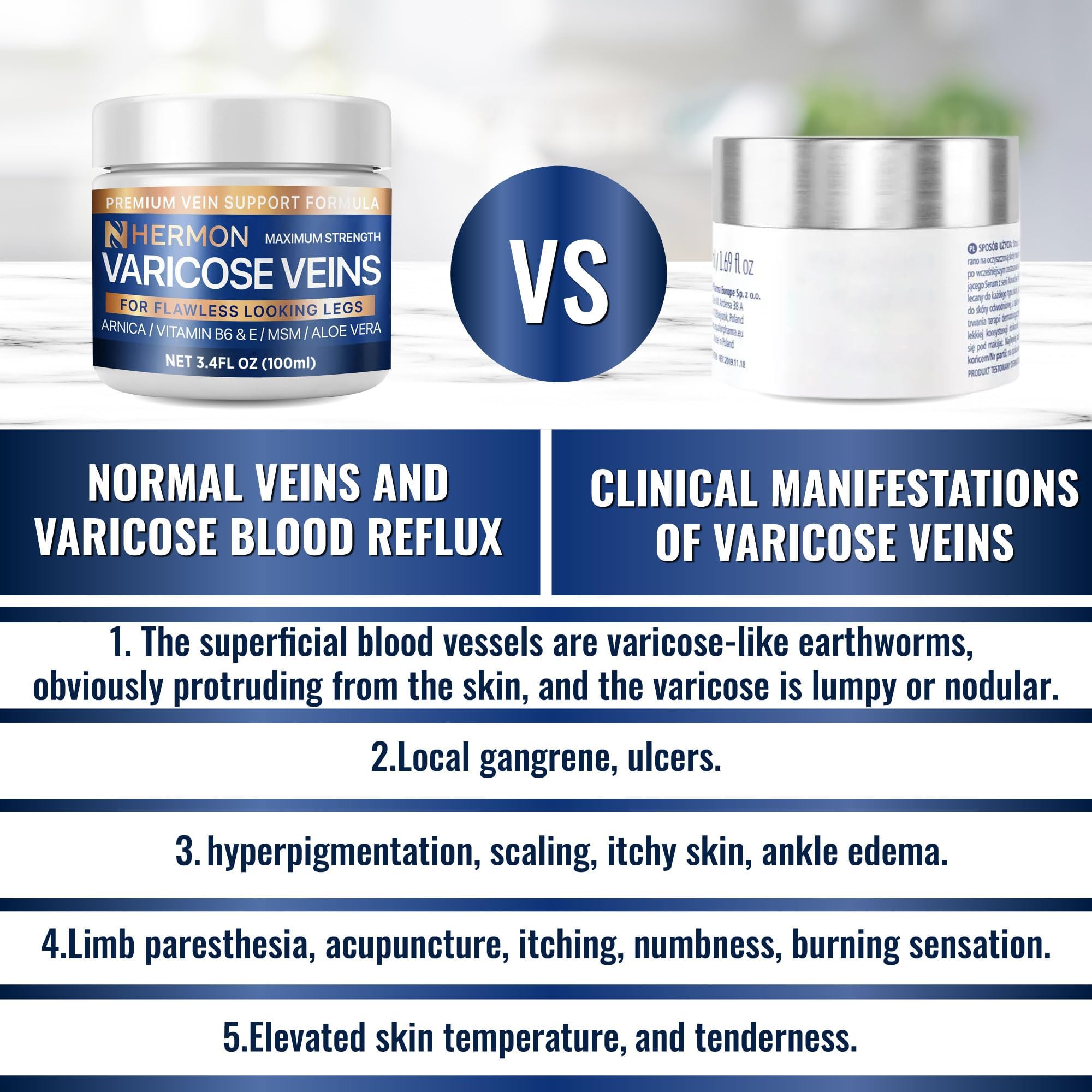 Hermon varicose cream with horse chestnut extract for elasticity