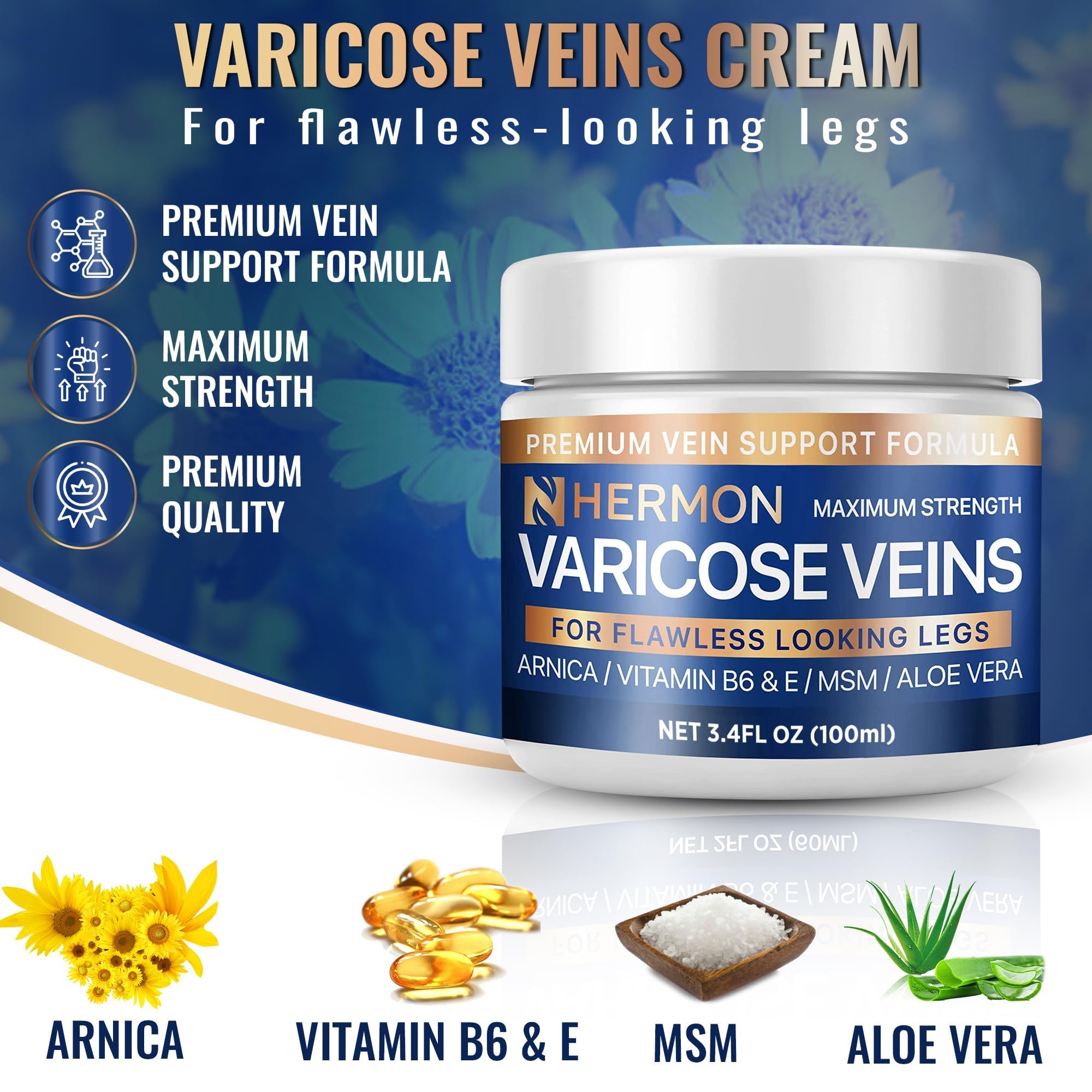 Applying Hermon varicose cream to leg to ease fatigue after work