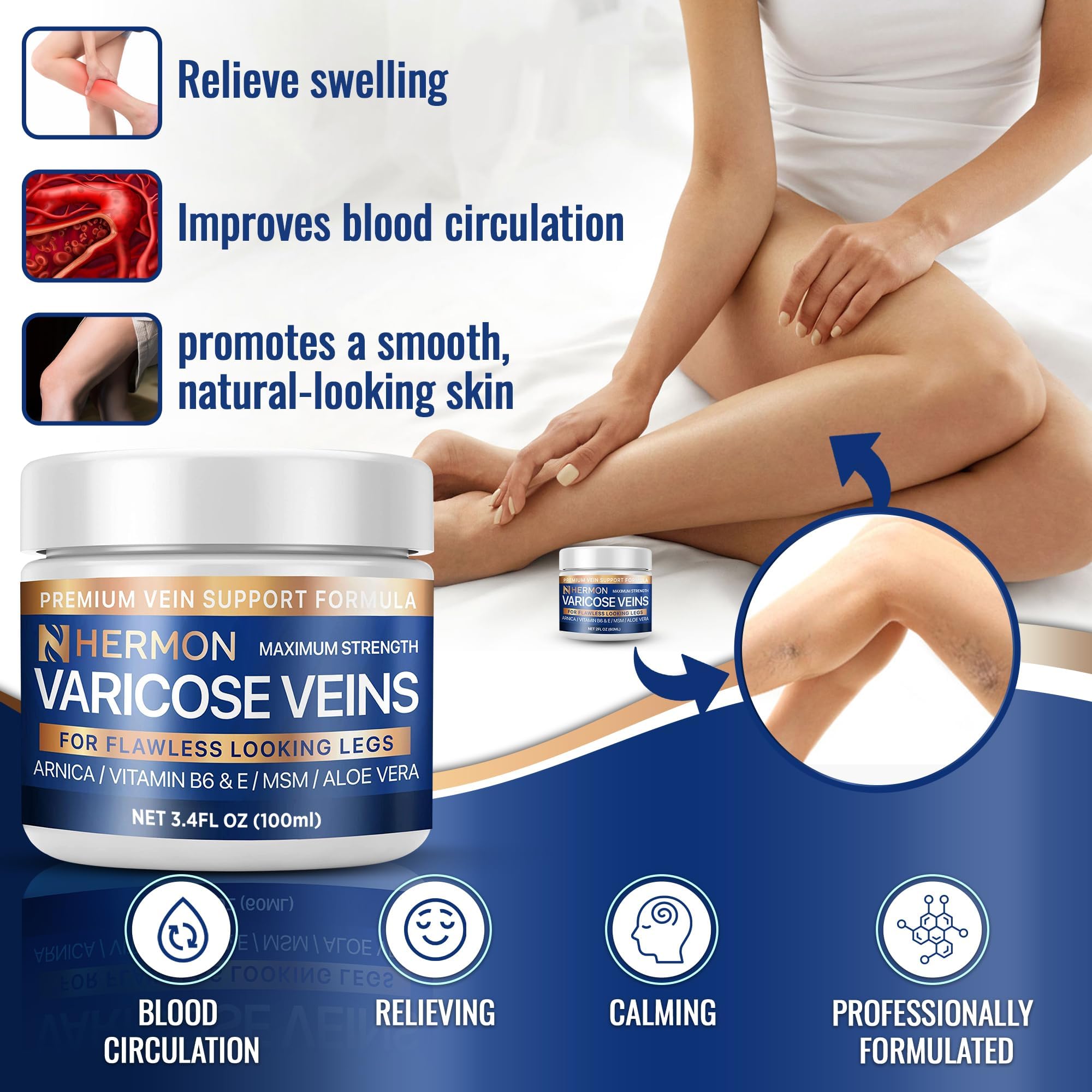 Hermon varicose cream menthol cooling for refreshed legs