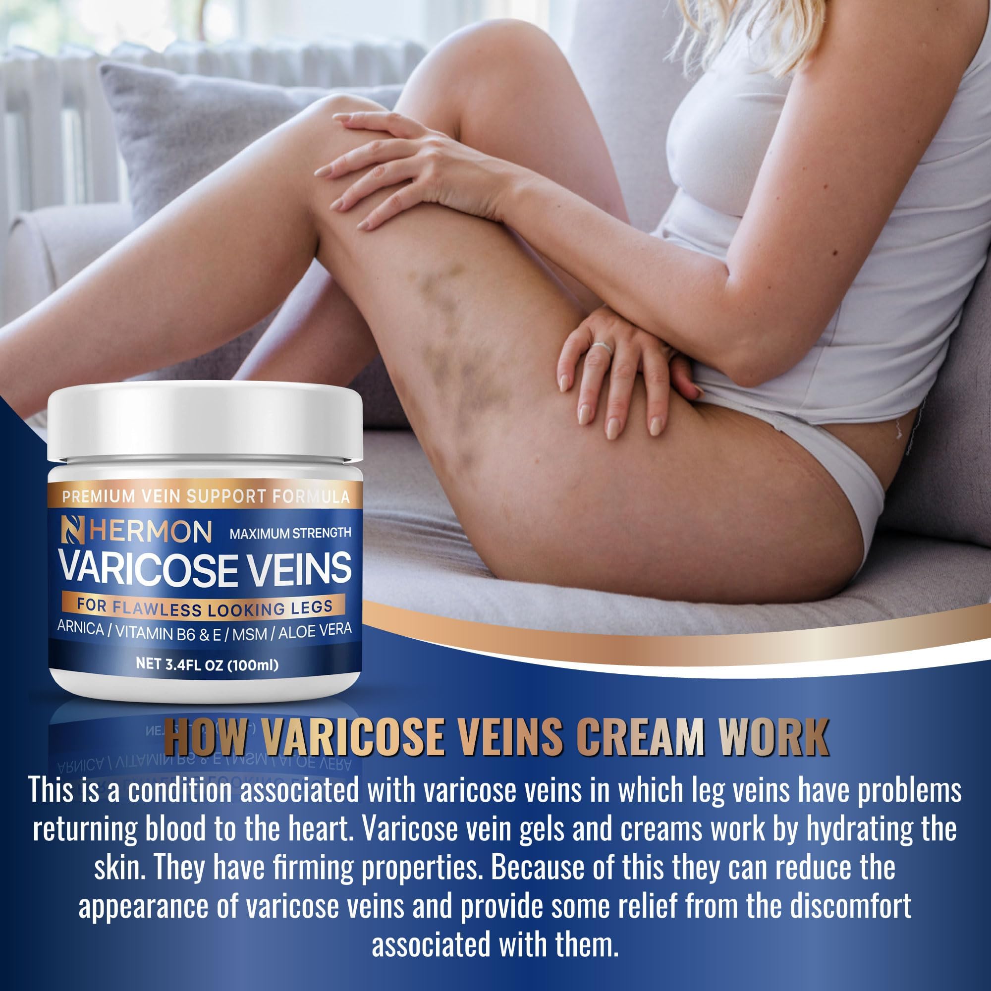 Hermon varicose cream shows a light non-greasy texture absorb quickly