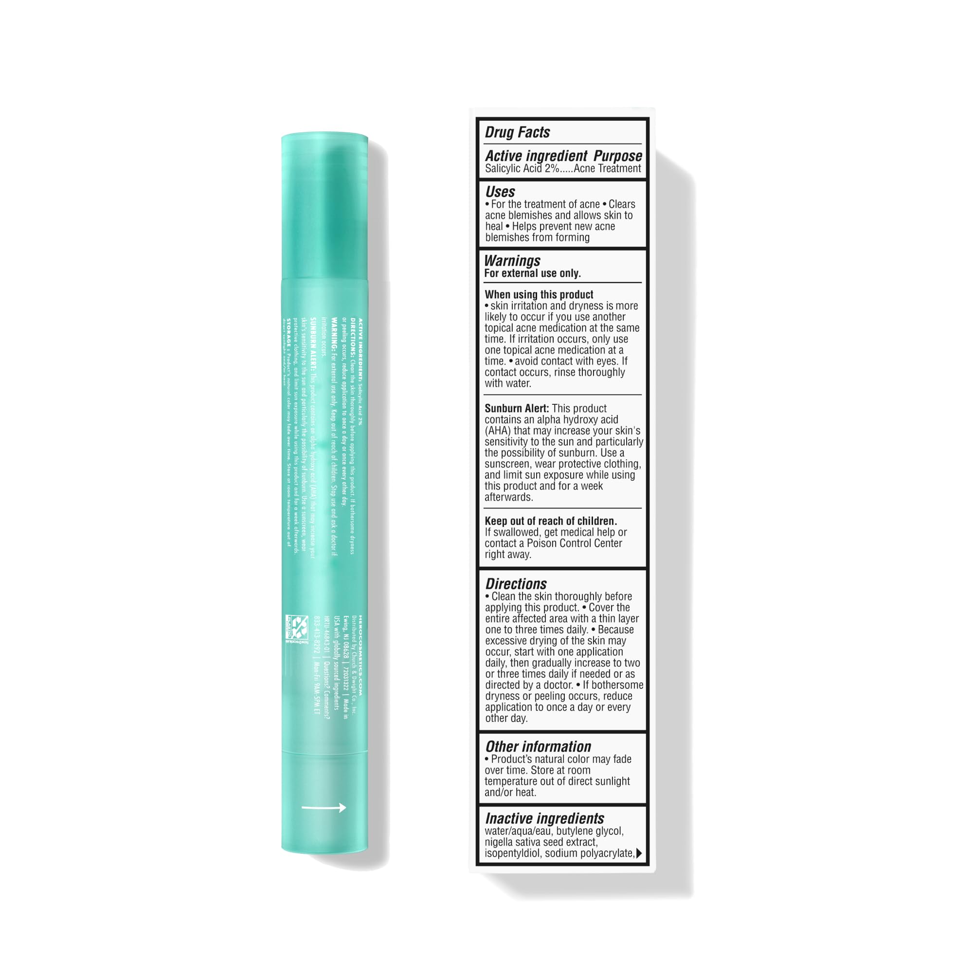 Hero Cosmetics Pimple Correct pen twist-cap mechanism enabling precise dosing on pimples