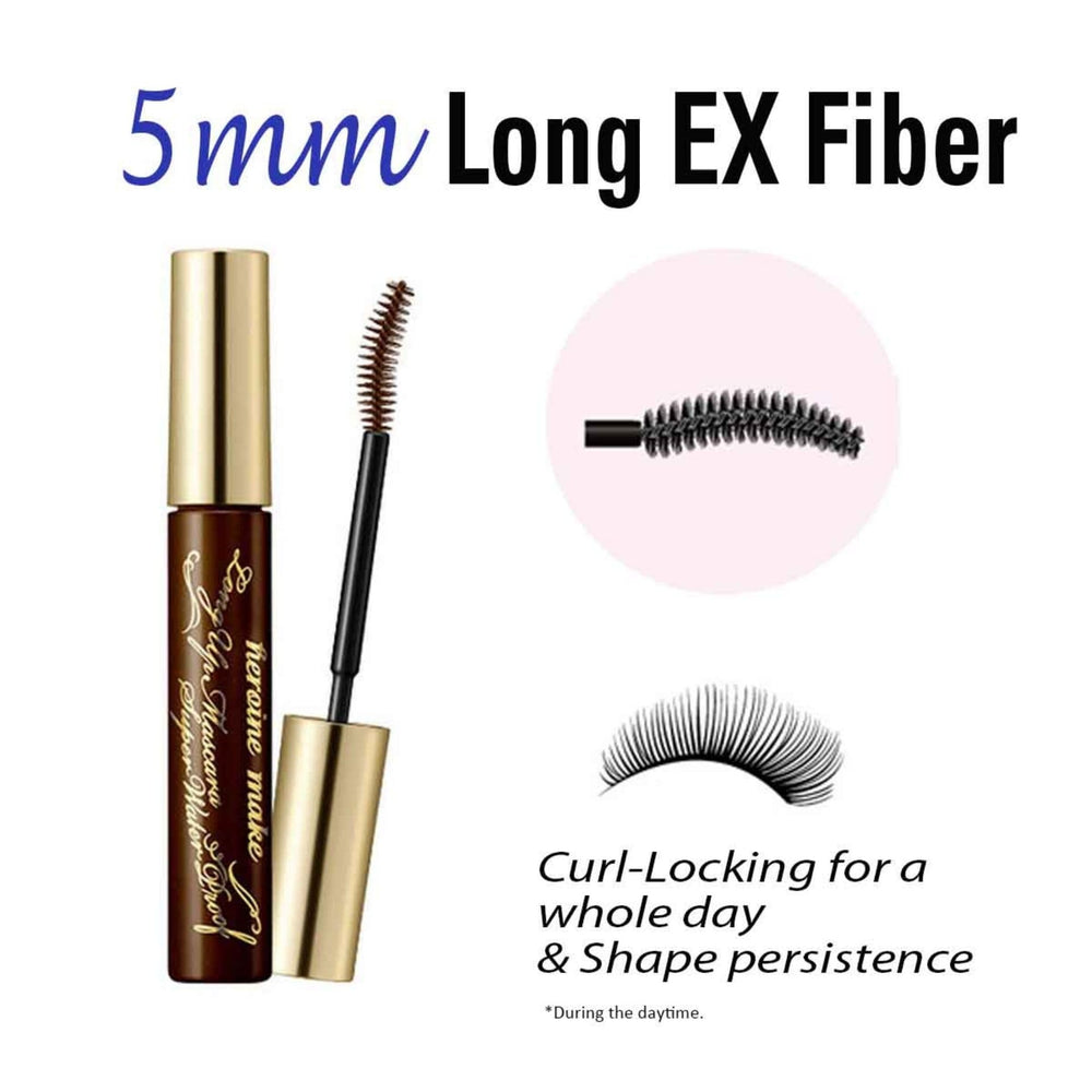 Heroine Make Brown Mascara brush close-up for precise coating.