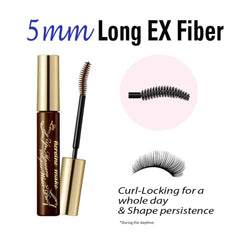 Heroine Make Brown Mascara brush close-up for precise coating.