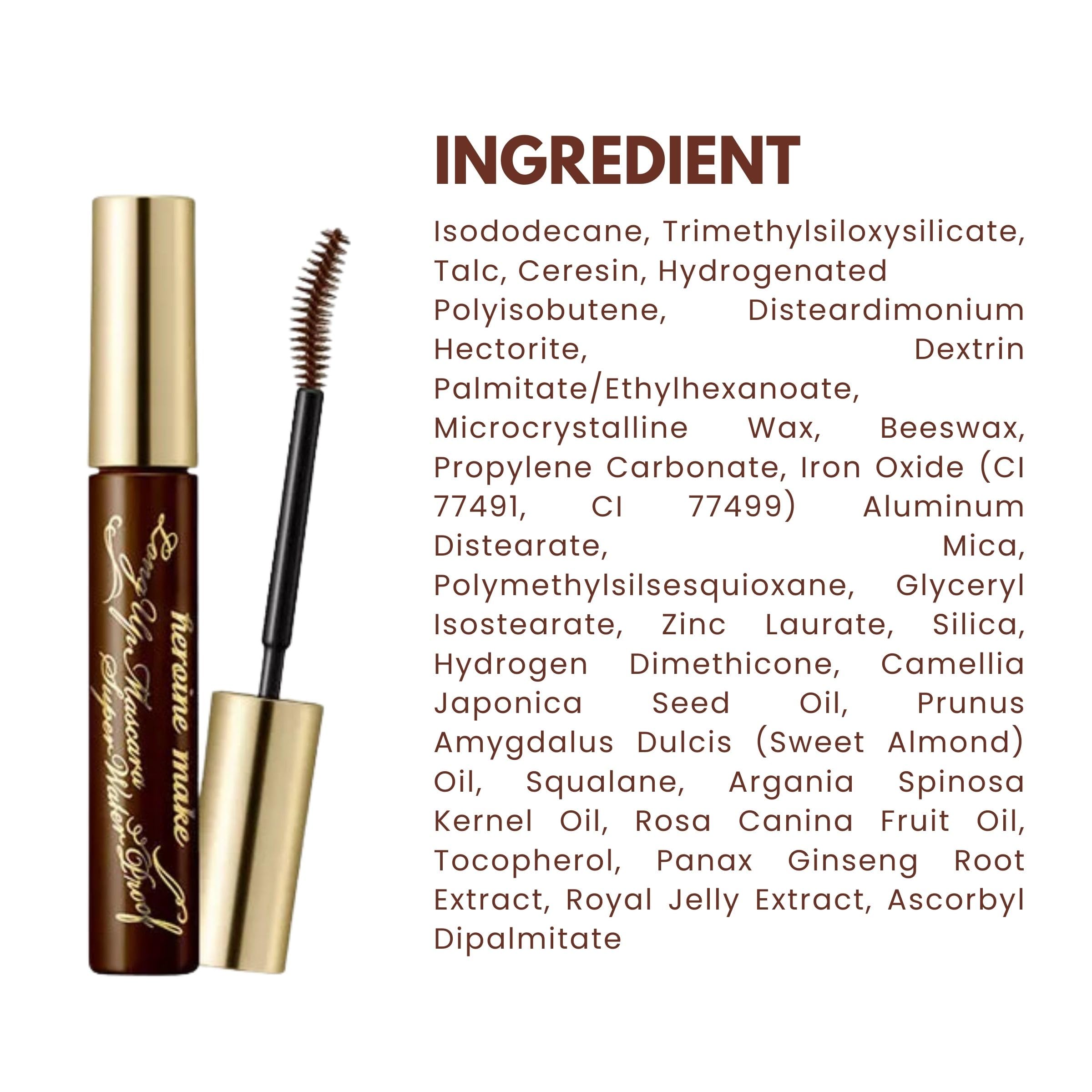 Heroine Make packaging shown with sleek design and wand inside.