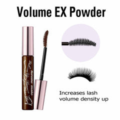 Heroine Make Brown Mascara shows volumized lashes with deep black color.