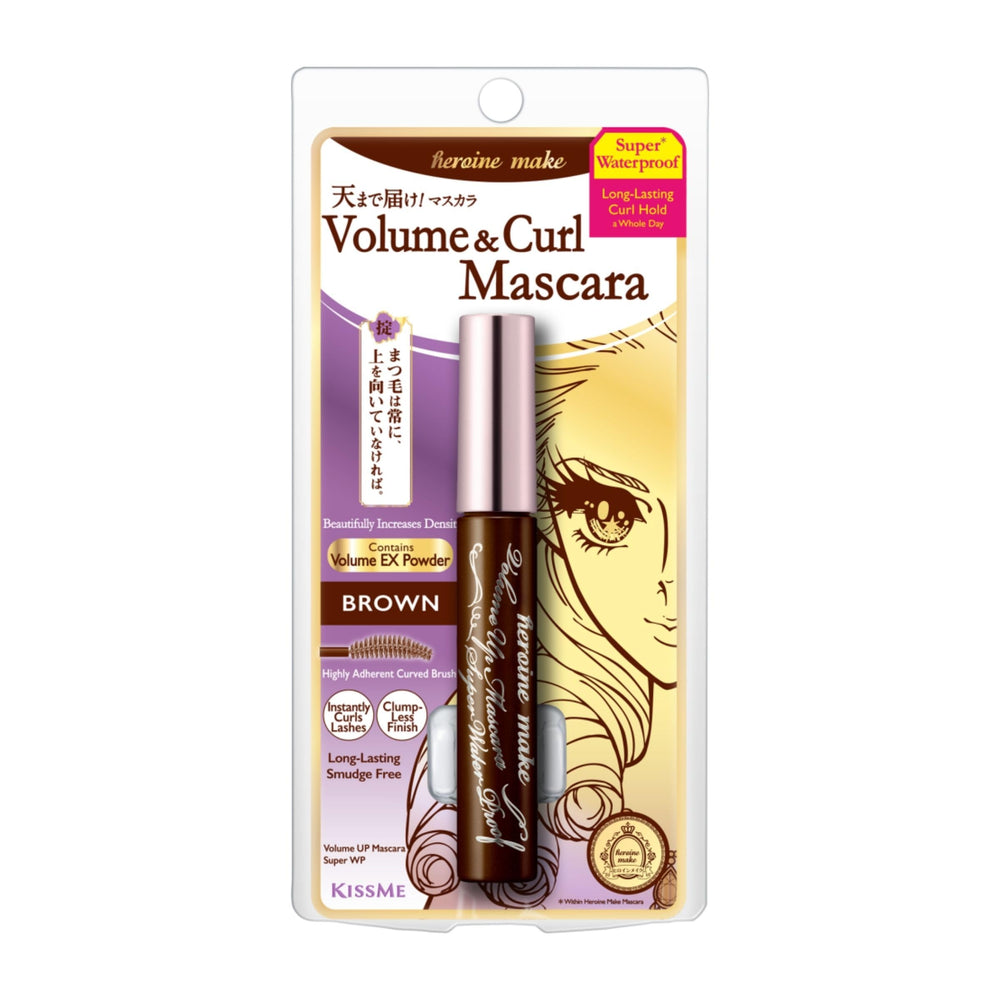 Heroine Make Brown Mascara Waterproof with Curvy Brush delivers length and definition.