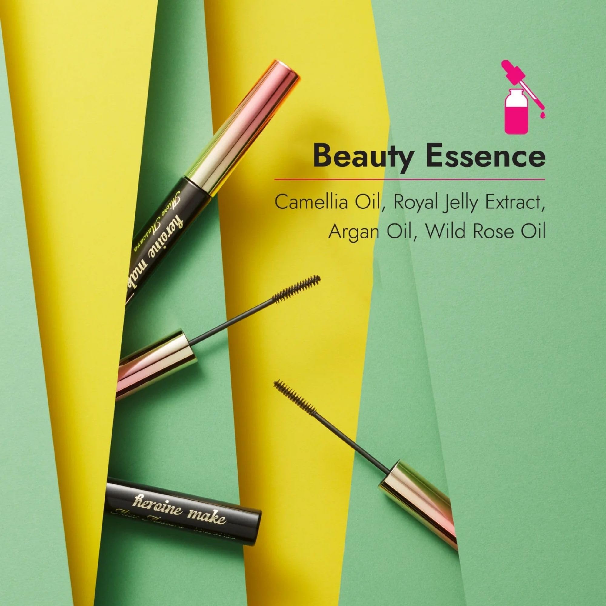 Heroine Make KissMe Mascara contiene aceites nutritivos para pestañas saludables