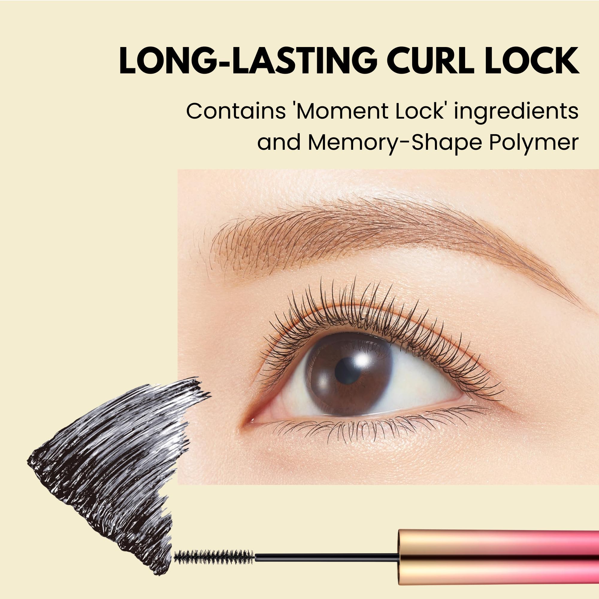 Heroine Make KissMe Mini Mascara ingredientes nutritivos para pestañas más fuertes.