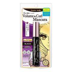 Heroine Make Mascara envase negro curvo para un volumen visible.