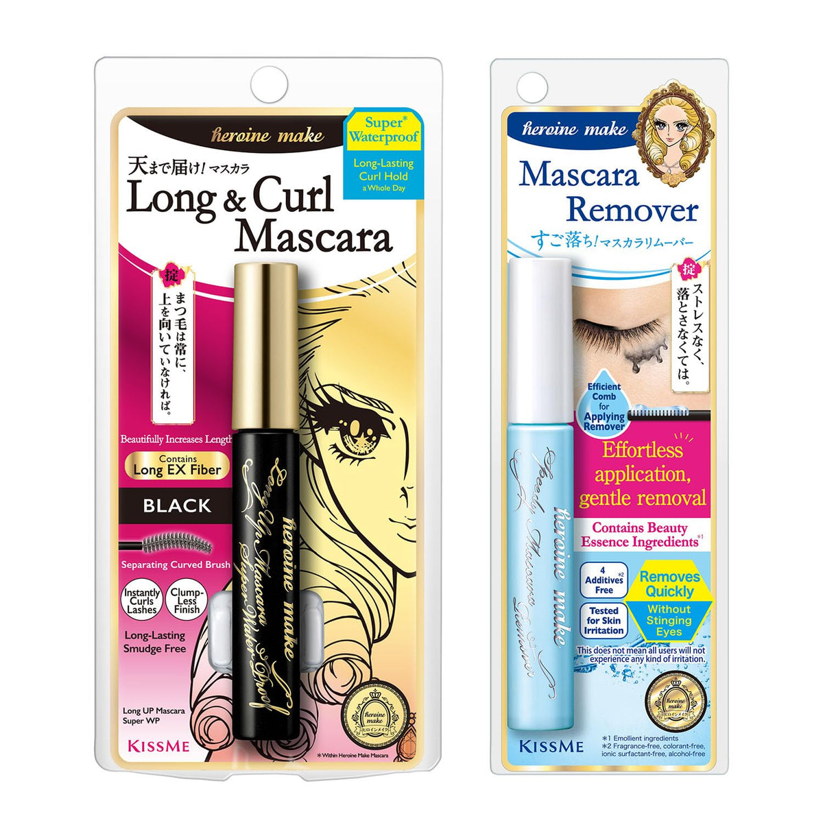 Heroine Make waterproof mascara Black packaging showcases premium branding.