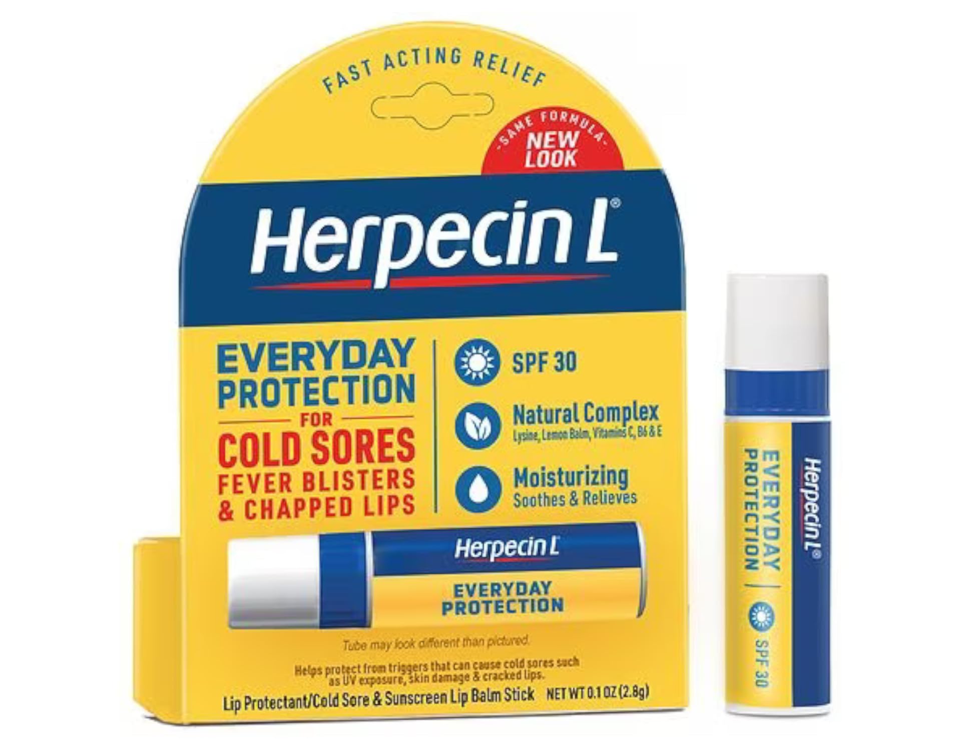 Herpecin-L SPF 30 lip protectant shields lips from sun.