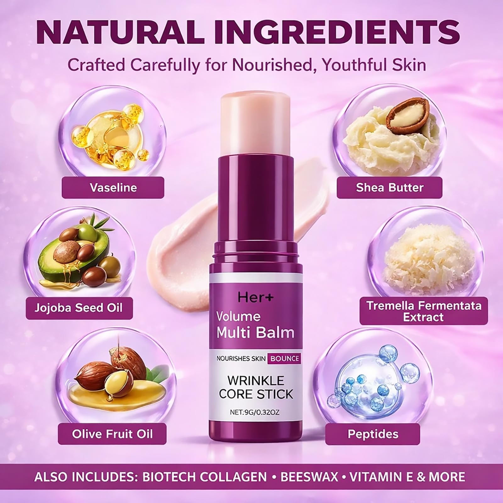 Her+ Calcium Balm Stick fragrance‑free texture suitable for sensitive skin