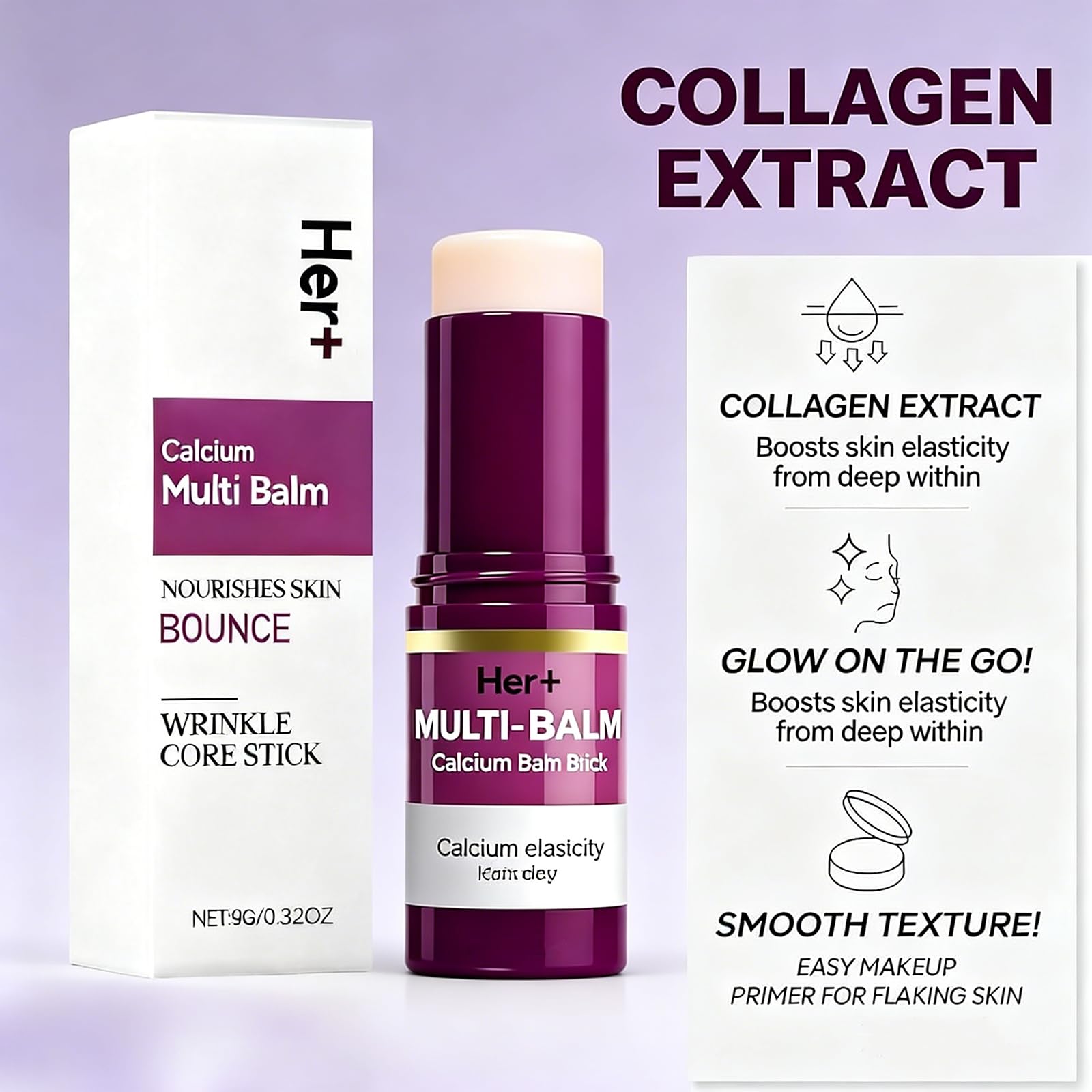 Her+ Calcium Balm Stick for lip care with quick hydration