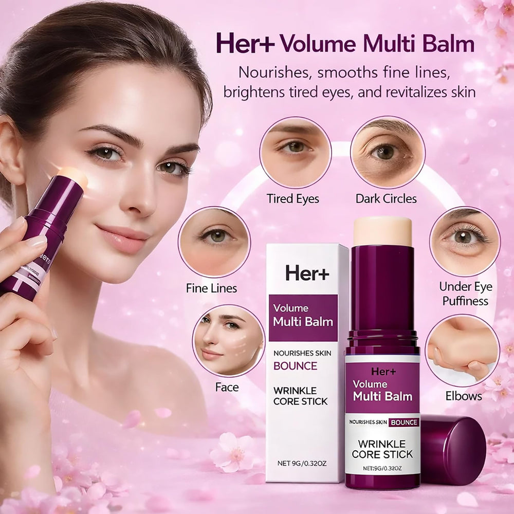 Her+ Calcium Balm Stick on the neck area delivering moisture and lift